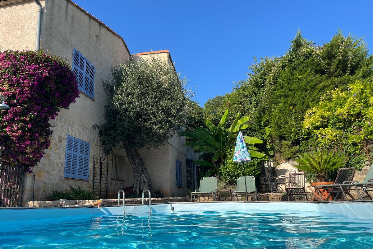 Facade of the villa from the poolside